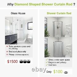 Elegant Chrome-Finished Neo-Angle Shower Rod Includes Ceiling Support Kit