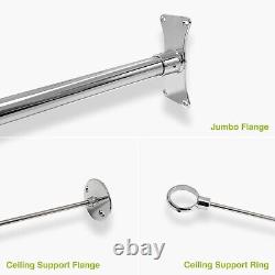 Elegant Chrome-Finished Neo-Angle Shower Rod Includes Ceiling Support Kit