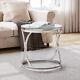 Elegant Tempered Glass Coffee Table Chrome Stainless Steel Base Tea Side Tables