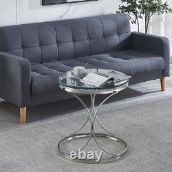 Elegant Tempered Glass Coffee Table Chrome Stainless Steel Base Tea Side Tables