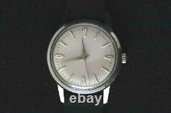 Enicar Mens Dress Watch Mechanical In White & Chrome Dial Black Leather Strap