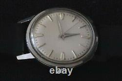 Enicar Mens Dress Watch Mechanical In White & Chrome Dial Black Leather Strap