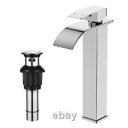FORIOUS Vessel Bathroom Faucet Chrome, Single Handle Waterfall Bathroom Fauce