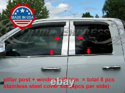 Fit2009-2018 Dodge Ram Quad Cab Chrome Pillar Post+Window Sill Trim Combo 8Pc