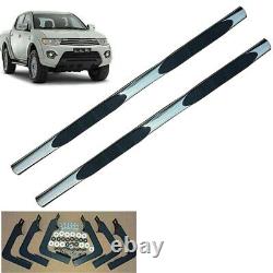 Fit Mitsubishi L200 2005 2015 Aluminium Side Running Boards Bar Steps UK Sel