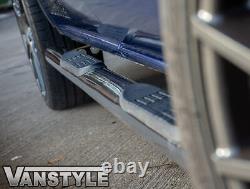 Fits Ford Transit Custom Lwb 12-18 Polished Chrome Side Bars 4 Steps Slash Cut