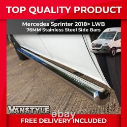 Fits Mercedes Sprinter Lwb 18 76mm Side Bar Quality Stainless Steel Bars Steps