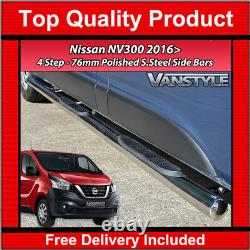 Fits Nissan Nv300 16 Swb 76mm 4 Step Lwb Side Bars Stainless Steel Chrome Steps