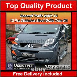 Fits Renault Trafic 07-14 Front 12pcs Grille Trim Chrome Strip Radiator Inserts
