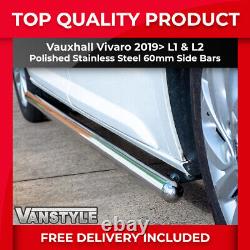 Fits Vauxhall Vivaro 19 Polished Chrome Stainless Steel Side Bars Protection