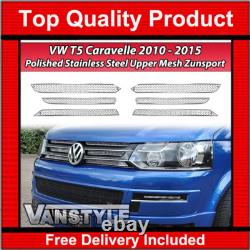 Fits Vw T5 Carvelle 10-15 Zunsport Polished Chrome Stainless Upper Mesh Grille