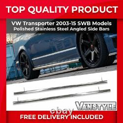 Fits Vw T5 Transporter 03-15 Swb 60mm Straight Cut Polished Chrome Side Bars