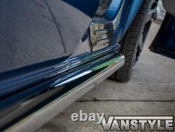 Fits Vw T5 Transporter 1015 Lwb Chrome Stainless Steel Side Bars Slash Cut