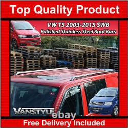 Fits Vw T5 Transporter Swb Polished Stainless Steel Roof Rails Roof Bars Chrome