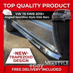 Fits Vw T6 Caravelle Swb 15 Sportline Angled Sidebar Polished Stainless Chrome