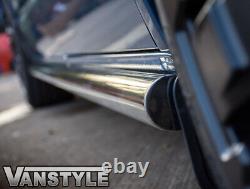 Fits Vw T6 Transporter 15 Lwb 60mm Straight Cut Polished Chrome Steel Side Bars