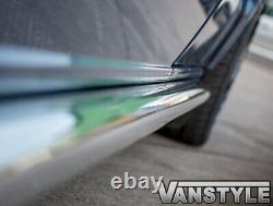 Fits Vw T6 Transporter 15 Lwb 60mm Straight Cut Polished Chrome Steel Side Bars