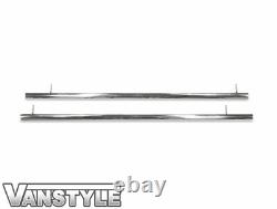 Fits Vw T6 Transporter 15 Lwb 60mm Straight Cut Polished Chrome Steel Side Bars