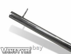 Fits Vw T6 Transporter 15 Lwb 60mm Straight Cut Polished Chrome Steel Side Bars