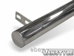 Fits Vw T6 Transporter 15 Lwb 60mm Straight Cut Polished Chrome Steel Side Bars