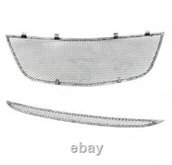 For 11-14 200 Front Upper + Bumper Stainless Steel Mesh Grille Chrome 2pcs