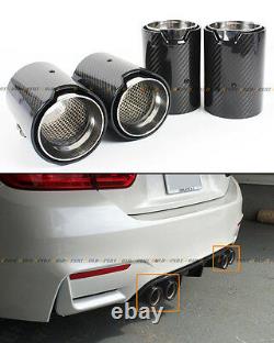 For 2015-2019 Bmw F80 M3 F82 M4 Carbon Fiber Stainless Exhaust Tip Finishers X 4