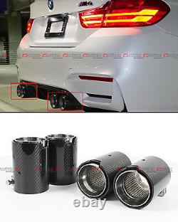 For 2015-2019 Bmw M2 M3 M4 Carbon Fiber Stainless Exhaust Tip Pipe Finishers X 4