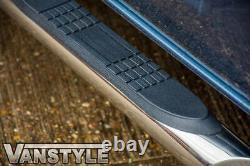 For Ford Transit Custom Lwb 18 Polished Chrome 76mm Side Bars 4 Steps Slash Cut