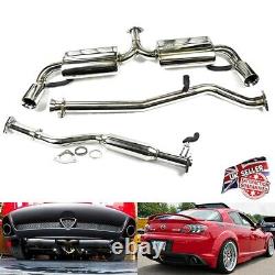 For Mazda Stainless Steel Polished Full Back Downpipe Exhaust Muffler 03-12 RX-8