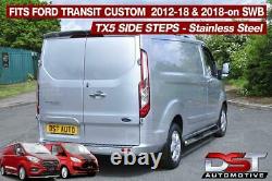 Ford Transit Custom Side Bars Steps Chunky Tx5 Stainless Steel Chrome Swb