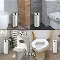Free Standing Chrome Toilet Paper Roll Holder Bathroom Storage Caddy Organizer