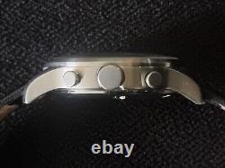 French Connection Chronograph Watch Sample Black And Chrome Dial Leather Strap