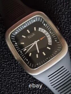 French Connection Fcuk Time Watch Sample Black & Chrome Date Dial Silicone Strap