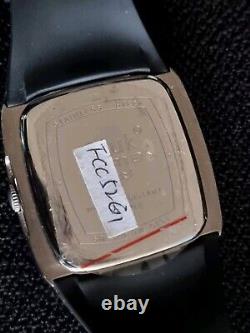 French Connection Fcuk Time Watch Sample Black & Chrome Date Dial Silicone Strap