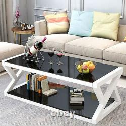 Glass Coffee Table Chrome Stainless Steel Modern Tempered Glass Home 39.2'