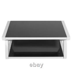 Glass Coffee Table Chrome Stainless Steel Modern Tempered Glass Home 39.2'