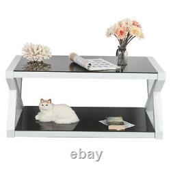 Glass Coffee Table Chrome Stainless Steel Modern Tempered Glass Home 39.2'