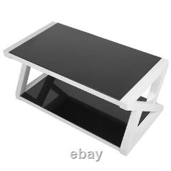 Glass Coffee Table Chrome Stainless Steel Modern Tempered Glass Home 39.2'