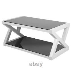 Glass Coffee Table Chrome Stainless Steel Modern Tempered Glass Home 39.2'