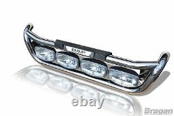 Grill Bar + Jumbo Spots + LEDs For DAF XF 106 2013+ Stainless Steel Chrome Lamps