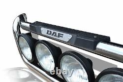 Grill Bar + Jumbo Spots + LEDs For DAF XF 106 2013+ Stainless Steel Chrome Lamps