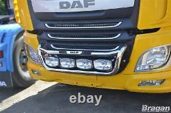 Grill Bar + Jumbo Spots + LEDs For DAF XF 106 2013+ Stainless Steel Chrome Lamps