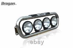 Grill Bar + Round Spots For MAN TGA Chrome Stainless Bar Steel Front Lamps Truck