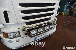 Grill Bar + Side LEDs For Scania PG R6 Series 2009+ Stainless Steel Chrome Lamps