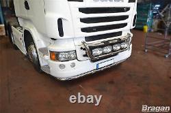 Grill Bar + Side LEDs For Scania PG R6 Series 2009+ Stainless Steel Chrome Lamps