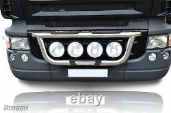 Grill Bar + Spots For Mercedes Actros MP4 Chrome Stainless Steel Lamps Front Bar