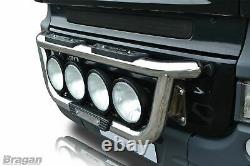Grill Bar + Step Pad For Mercedes Atego 2007+ Stainless Steel Front Chrome Lamps