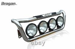 Grill Bar + Step Pad + Side LED For Renault Premium Stainless Steel Chrome Lamps