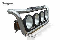 Grill Bar + Step Pad + Side LED For Renault Premium Stainless Steel Chrome Lamps