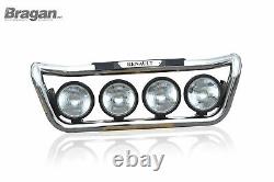 Grill Bar + Step Pad + Side LED For Renault Premium Stainless Steel Chrome Lamps